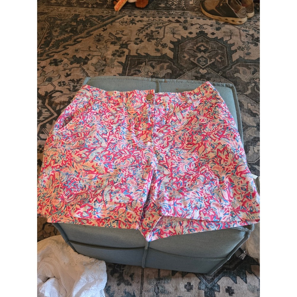 Lilly Pulitzer Callahan Shorts Pink Blue Floral Abstract Chino Resort Wear